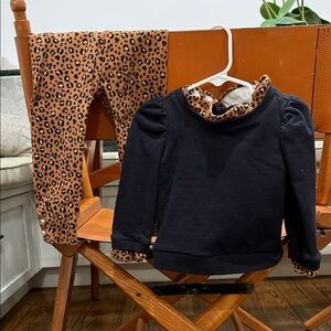 Janie and Jack Black and Leopard Kids Matching Set